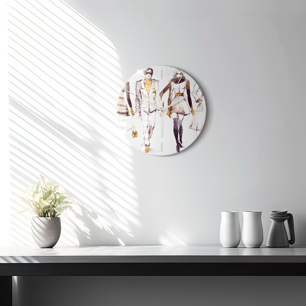 Round glass wall clock Woman and man