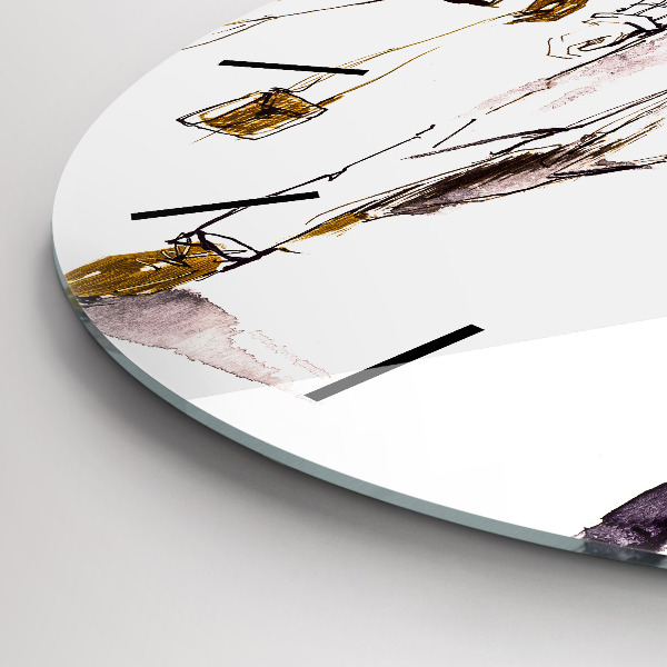 Round glass wall clock Woman and man