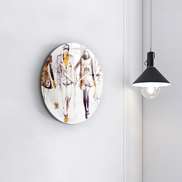 Round glass wall clock Woman and man