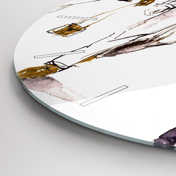 Round glass wall clock Woman and man