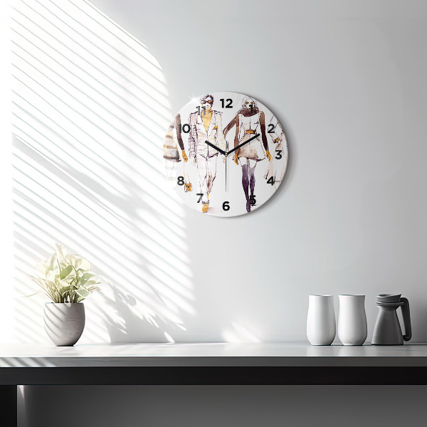 Round glass wall clock Woman and man