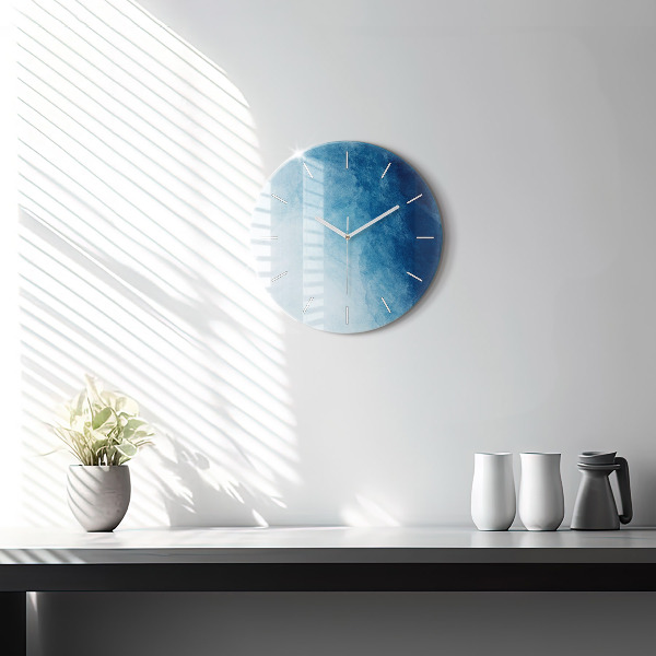 Round glass wall clock Blue gradient