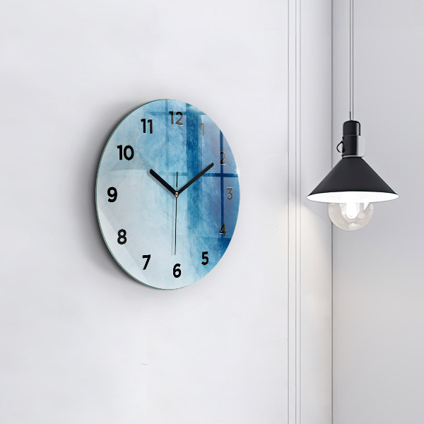 Round glass wall clock Blue gradient