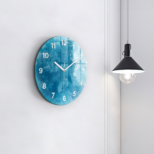 Round glass wall clock Sea water