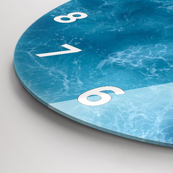 Round glass wall clock Sea water
