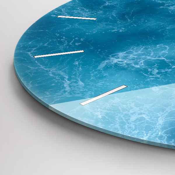 Round glass wall clock Sea water