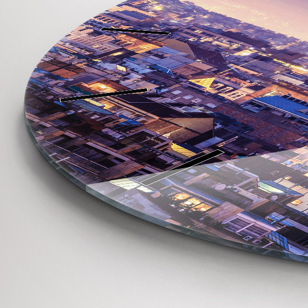 Round glass wall clock View of Barcelona