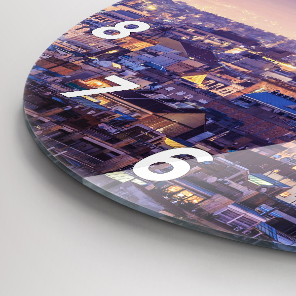Round glass wall clock View of Barcelona
