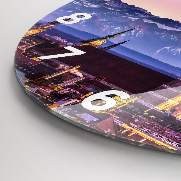 Round glass wall clock German Alps Munich