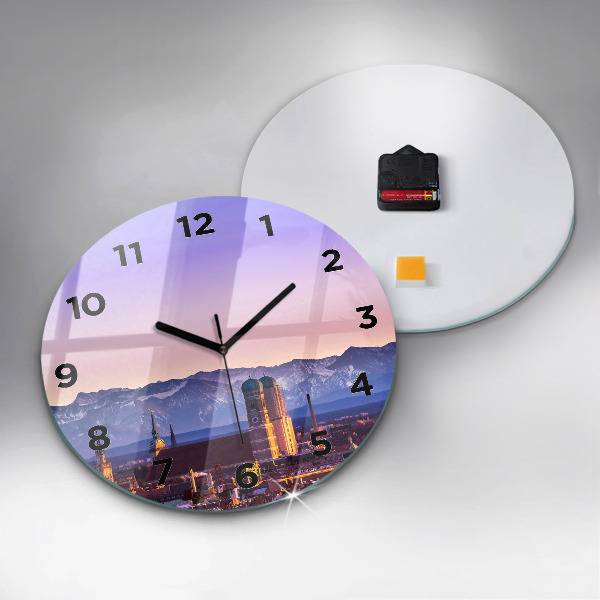 Round glass wall clock German Alps Munich