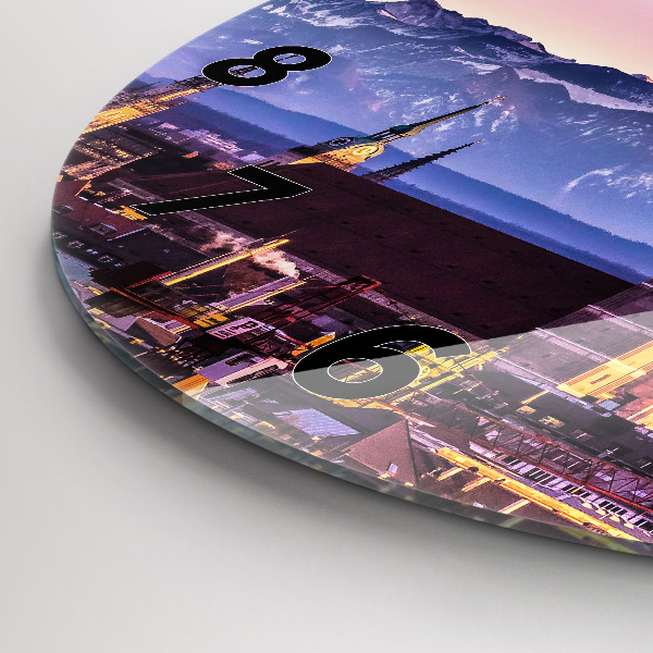 Round glass wall clock German Alps Munich