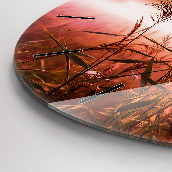 Round glass wall clock Foggy morning