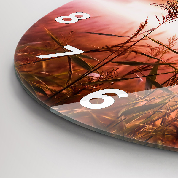 Round glass wall clock Foggy morning