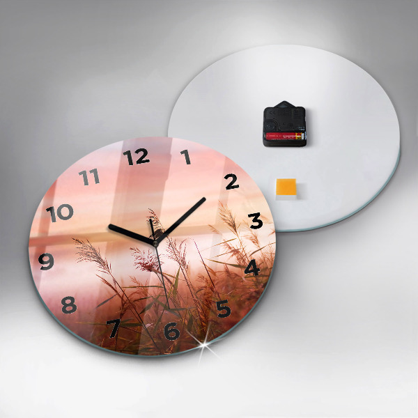 Round glass wall clock Foggy morning