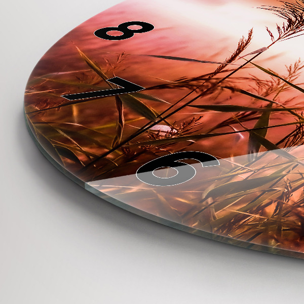 Round glass wall clock Foggy morning