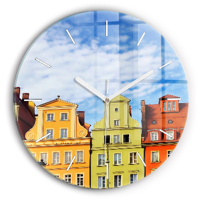 Round glass wall clock Wroclaw - Old Town