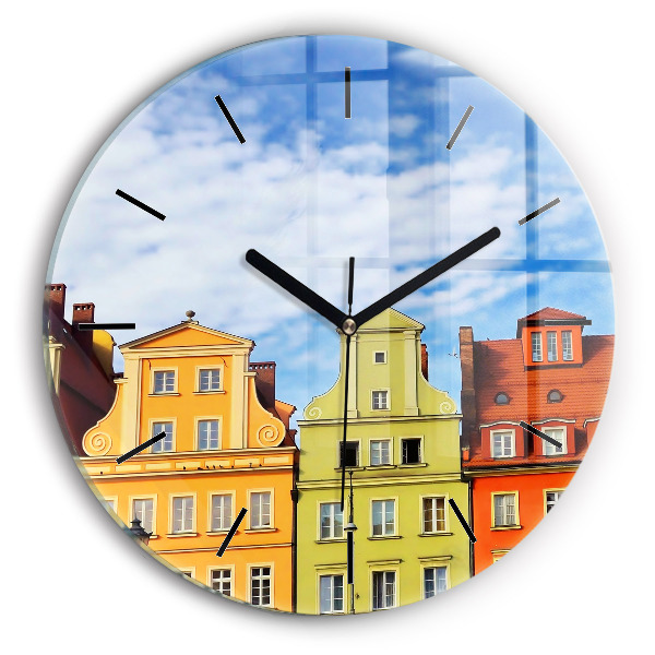 Round glass wall clock Wroclaw - Old Town