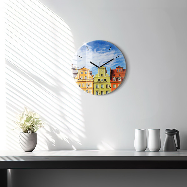 Round glass wall clock Wroclaw - Old Town