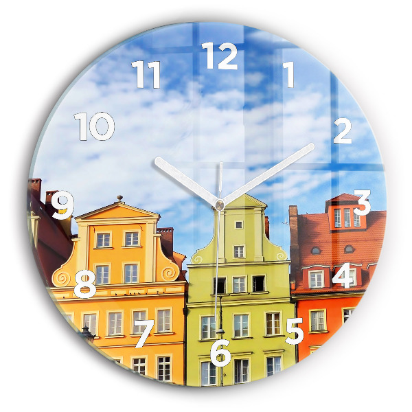 Round glass wall clock Wroclaw - Old Town