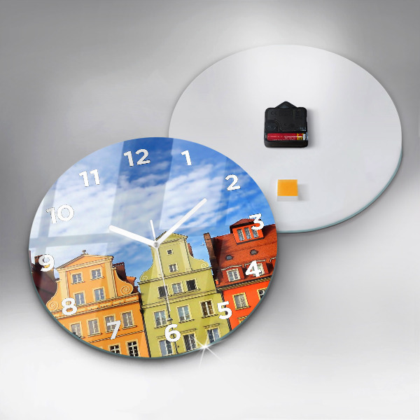 Round glass wall clock Wroclaw - Old Town
