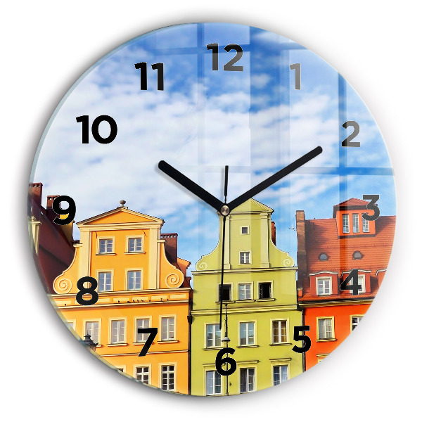 Round glass wall clock Wroclaw - Old Town