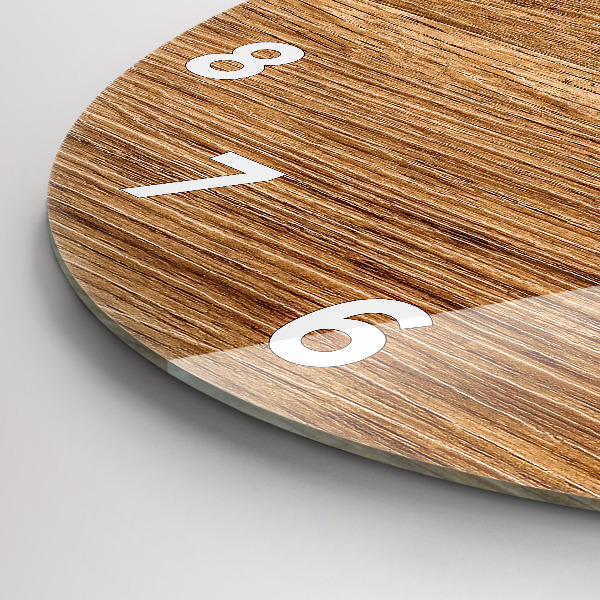 Round glass wall clock Light wood