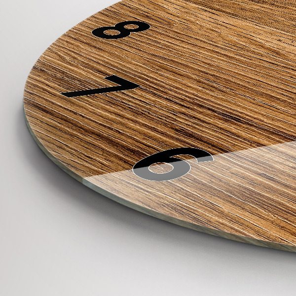 Round glass wall clock Light wood