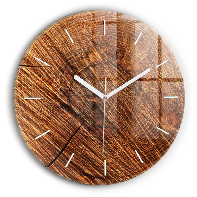 Round glass wall clock Decorative wood