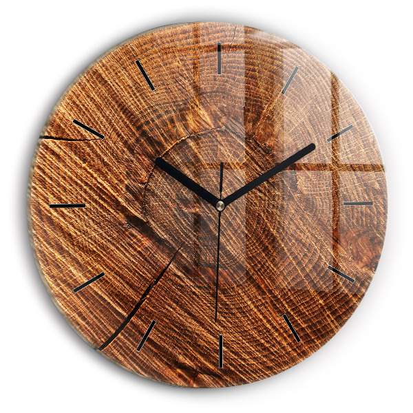 Round glass wall clock Decorative wood
