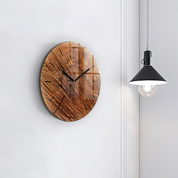 Round glass wall clock Decorative wood