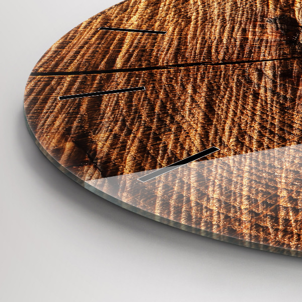Round glass wall clock Decorative wood