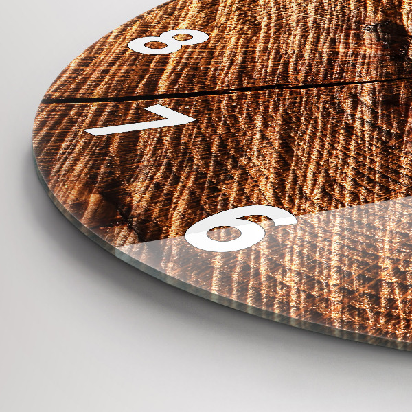 Round glass wall clock Decorative wood