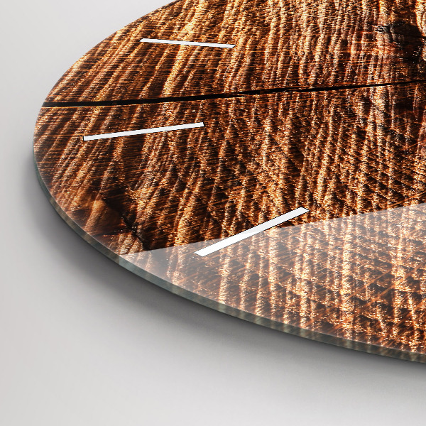 Round glass wall clock Decorative wood