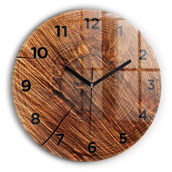 Round glass wall clock Decorative wood