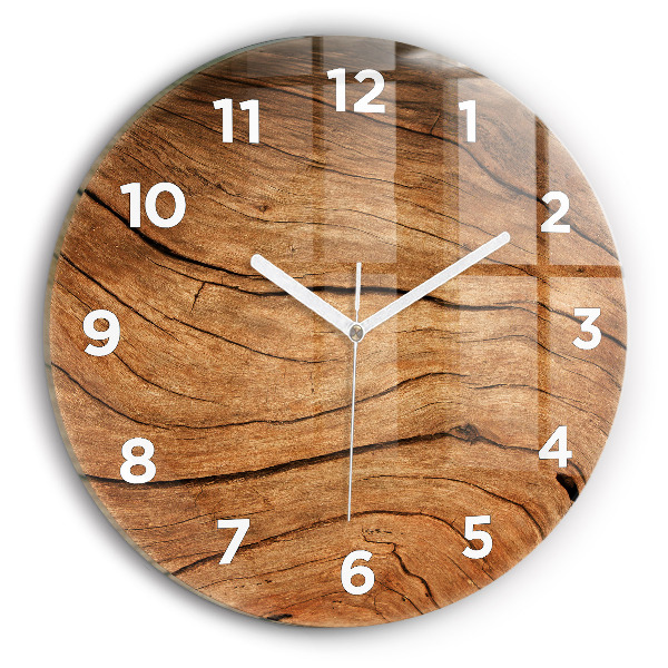 Round glass wall clock Old wood