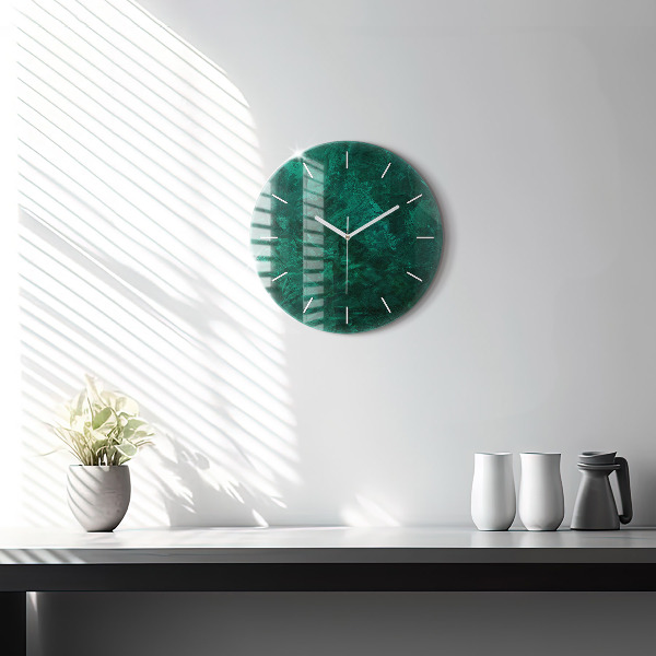 Round glass wall clock Emerald wall