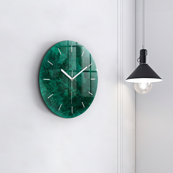 Round glass wall clock Emerald wall
