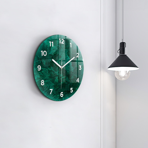 Round glass wall clock Emerald wall