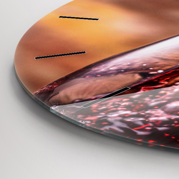 Round glass wall clock A glass of red wine