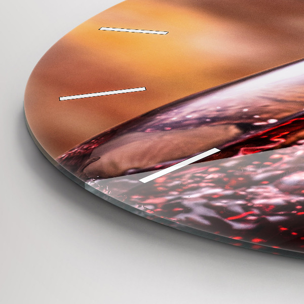 Round glass wall clock A glass of red wine