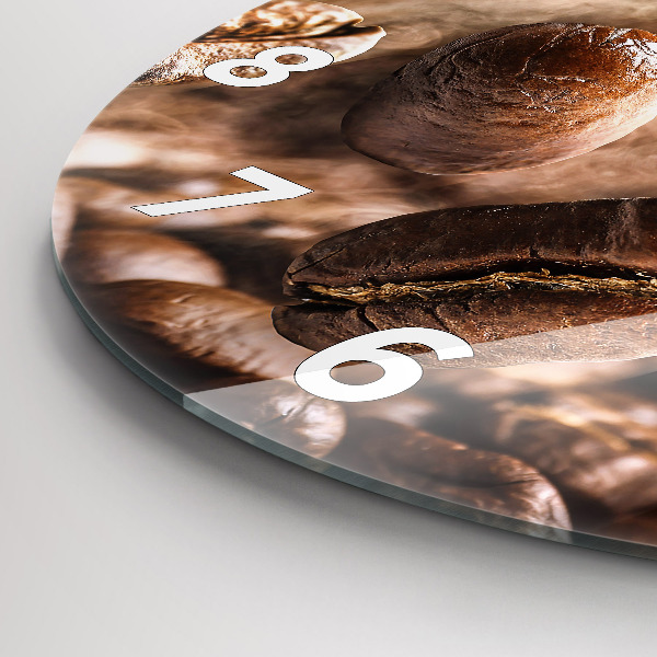 Round glass wall clock Coffee beans