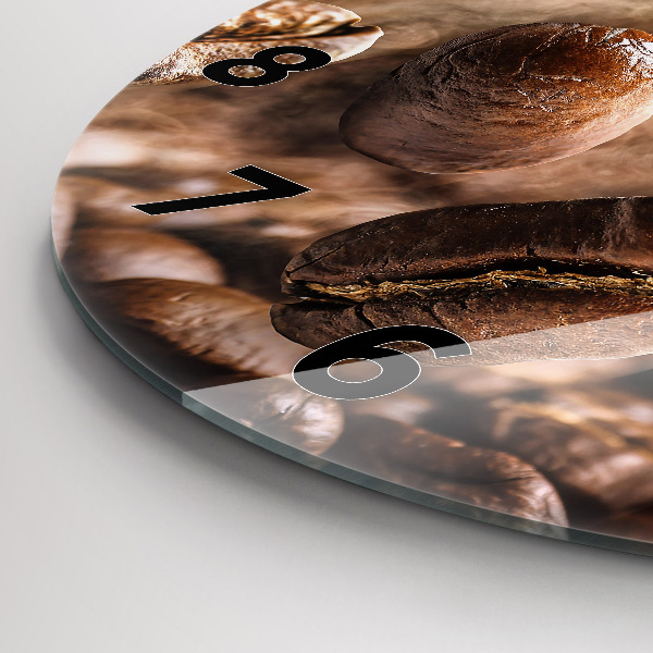 Round glass wall clock Coffee beans