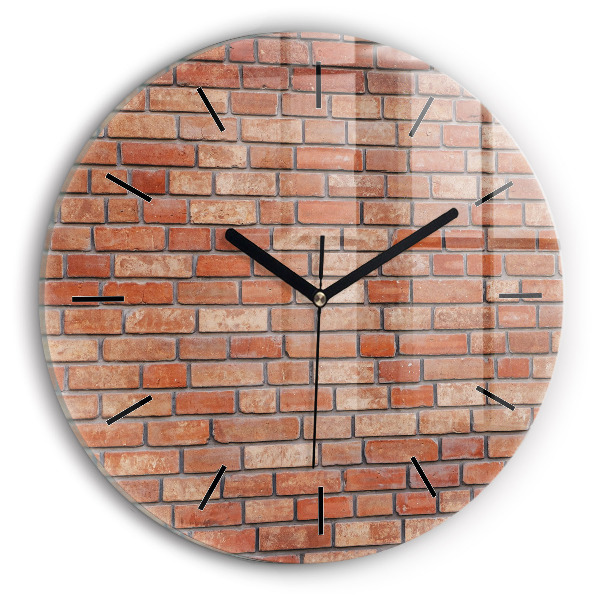 Round glass wall clock Brick wall