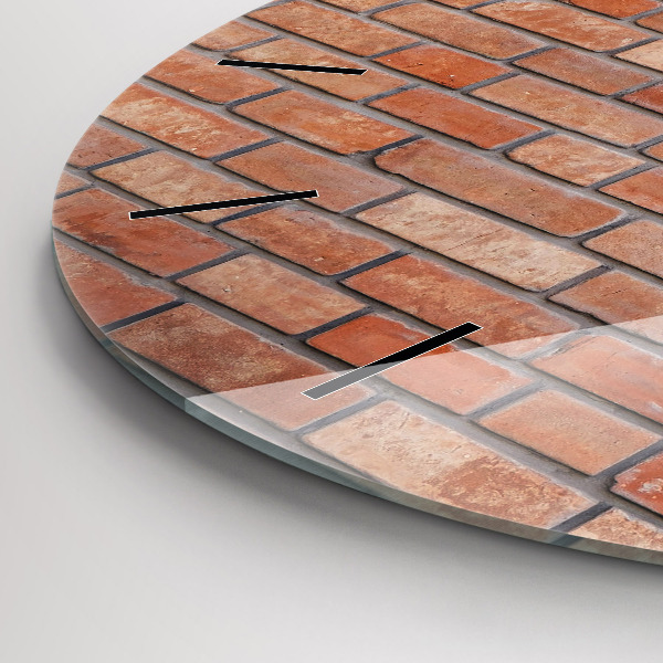 Round glass wall clock Brick wall