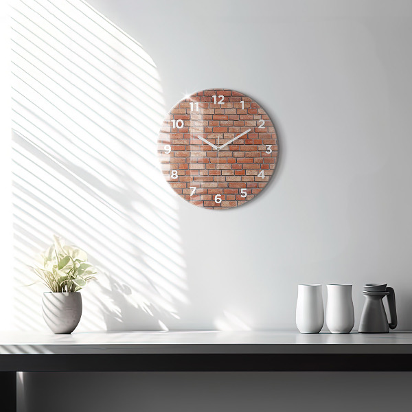 Round glass wall clock Brick wall