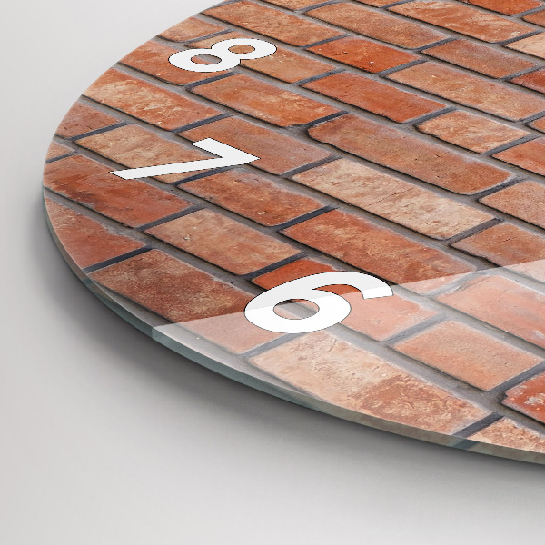 Round glass wall clock Brick wall
