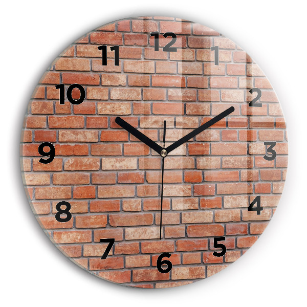 Round glass wall clock Brick wall