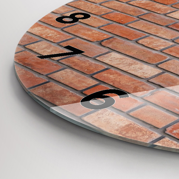 Round glass wall clock Brick wall