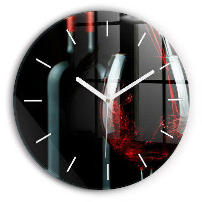 Round glass wall clock A bottle of wine