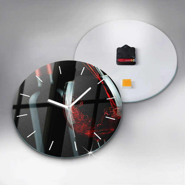 Round glass wall clock A bottle of wine
